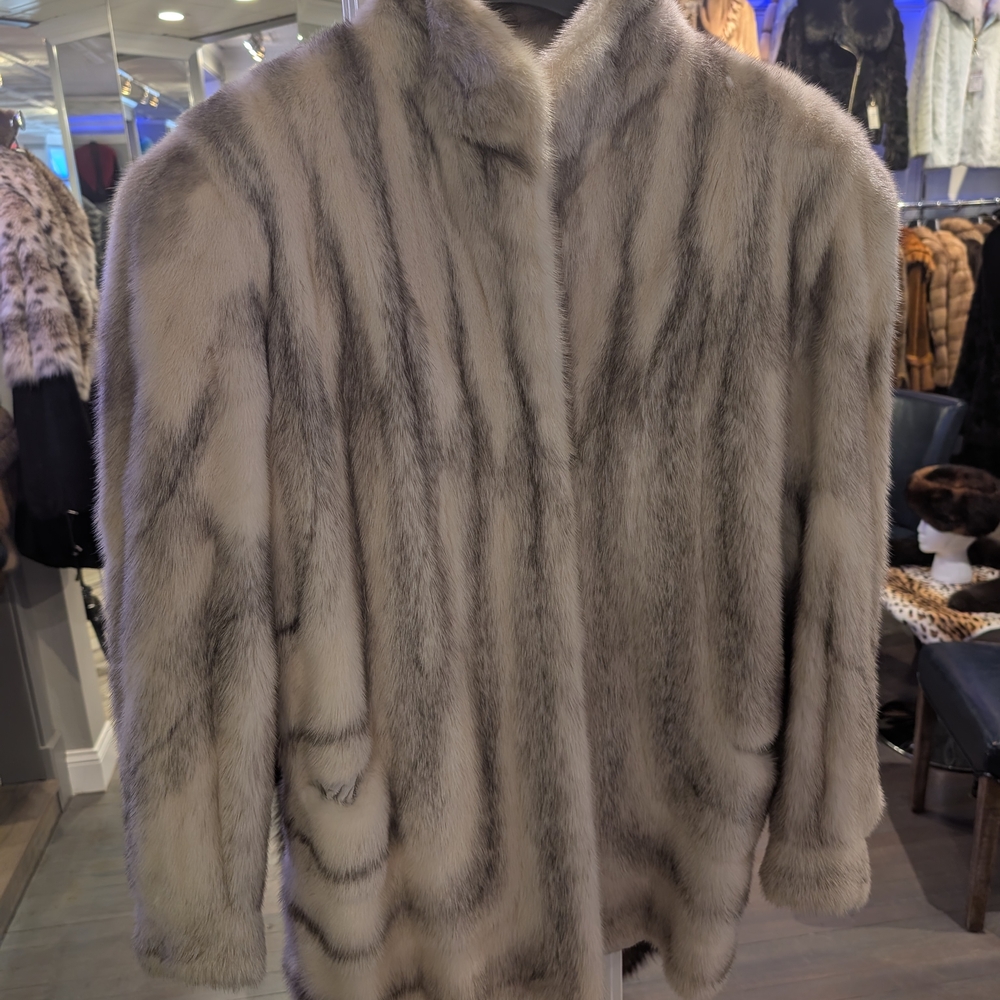 Elegant Gray Fur Coat